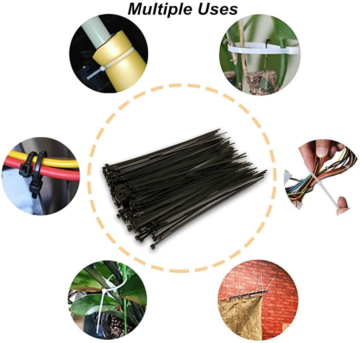 Width 0.16inch Cable Zip Ties,500 Packs Self-Locking 4+6+8+10+12-"  Nylon Cable