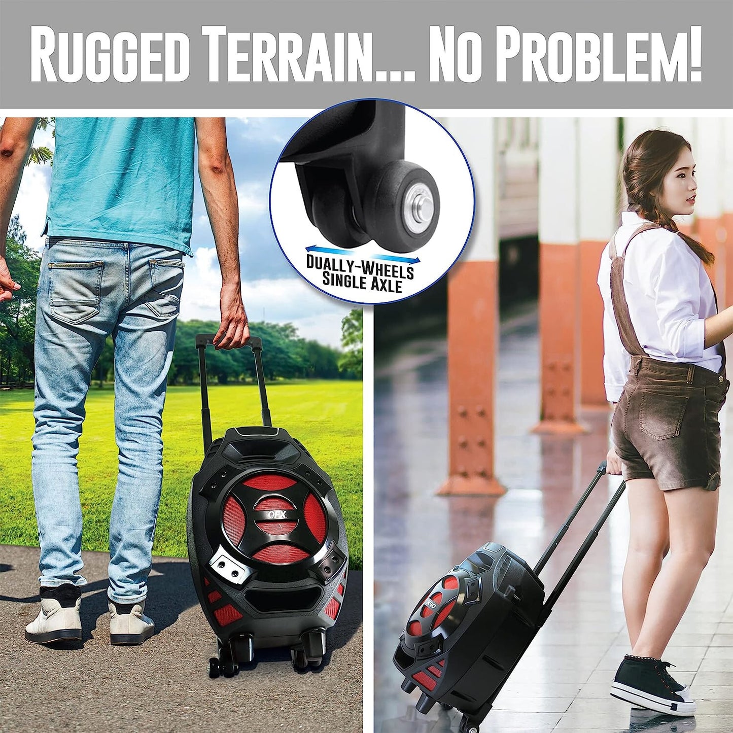 Rechargeable Portable Speaker | 8" Woofer | 2,600 Watts | Bluetooth, AUX - BLUE