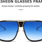 Sunglasses Men Women Unisex  Goggle Alloy Big Frame Metal Punk Style Shield