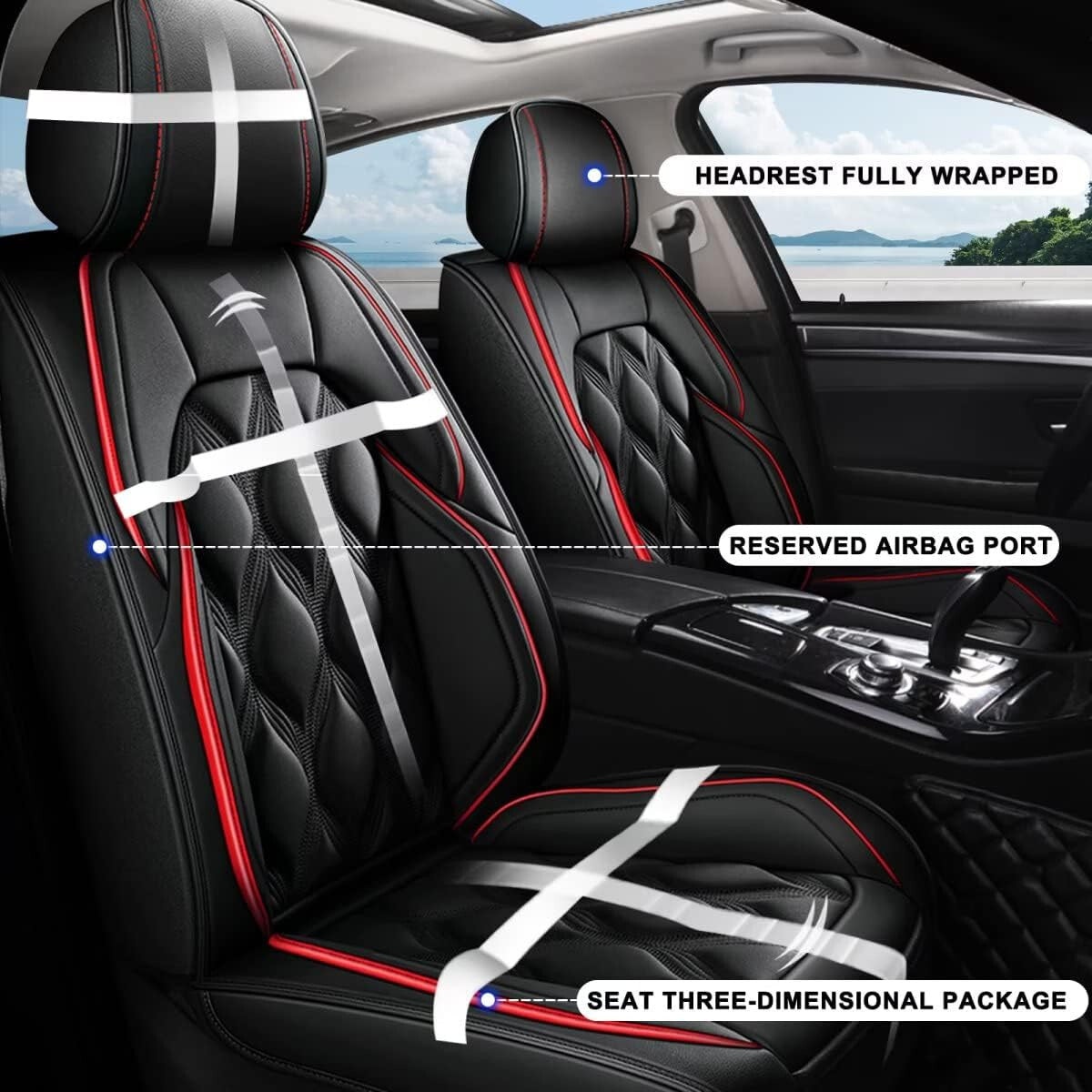 Universal Leather Car Seat Covers Front 2 Seats Cushion Cover Waterproof