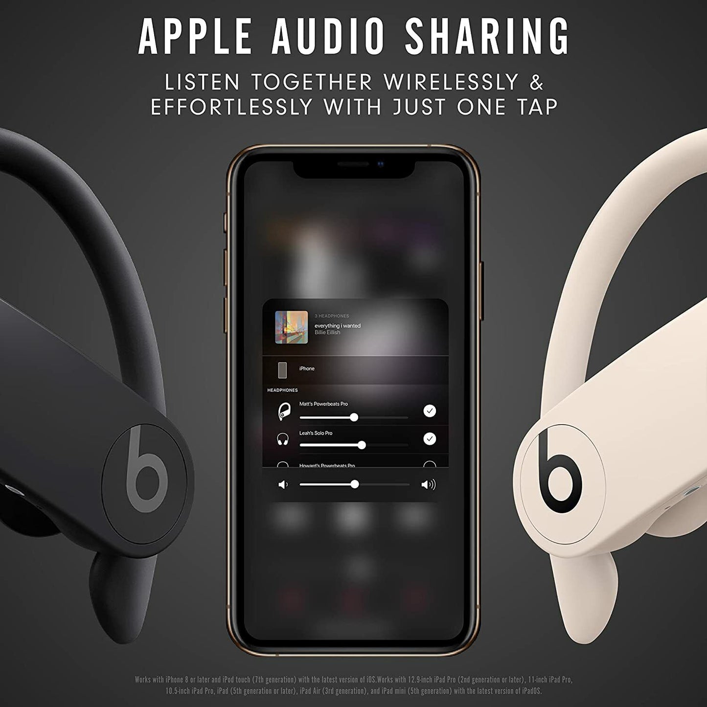 Powerbeats Pro Wireless Earbuds Apple H1 Chip Class 1 Bluetooth Headphones-BLACK
