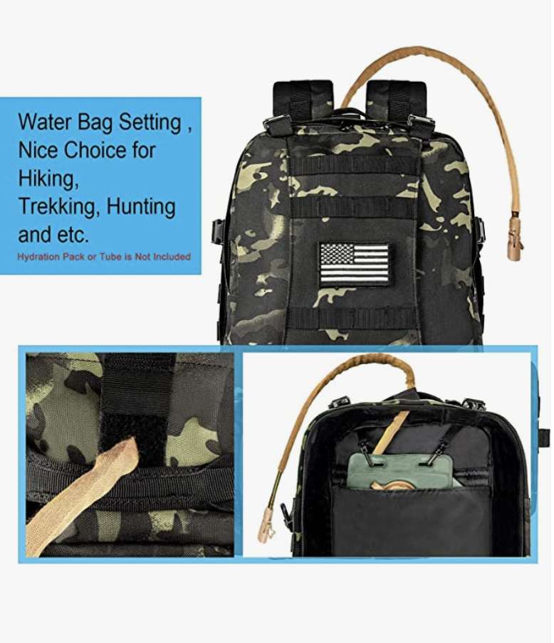 Tactical Military Army Rucksack 60L Assault Detachable Molle Backpack BLK03PATCH
