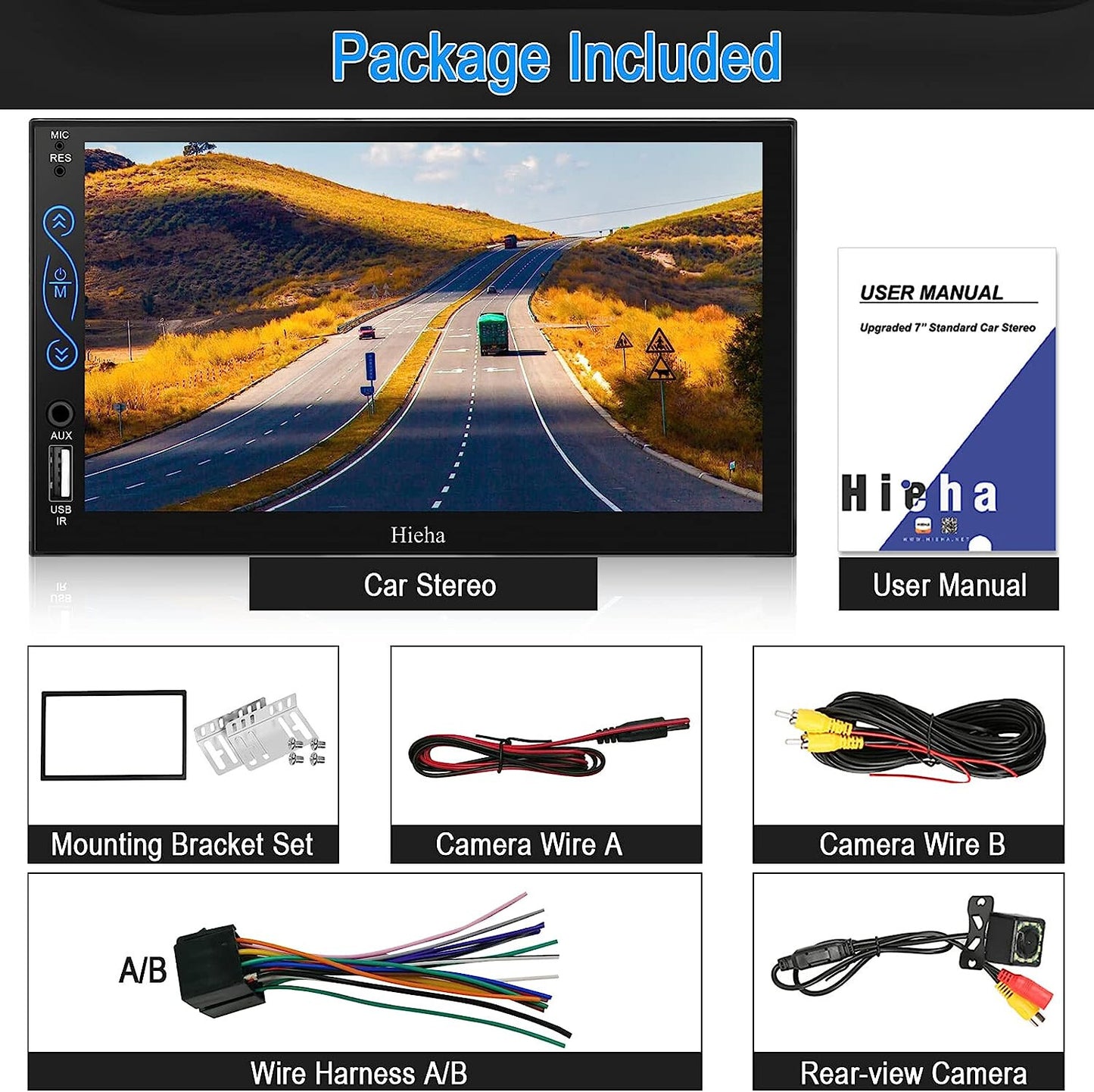 Car Play,Android Auto, MP5, Mirror Link, SWC, With A/V Input 2-DIN 7" Bluetooth