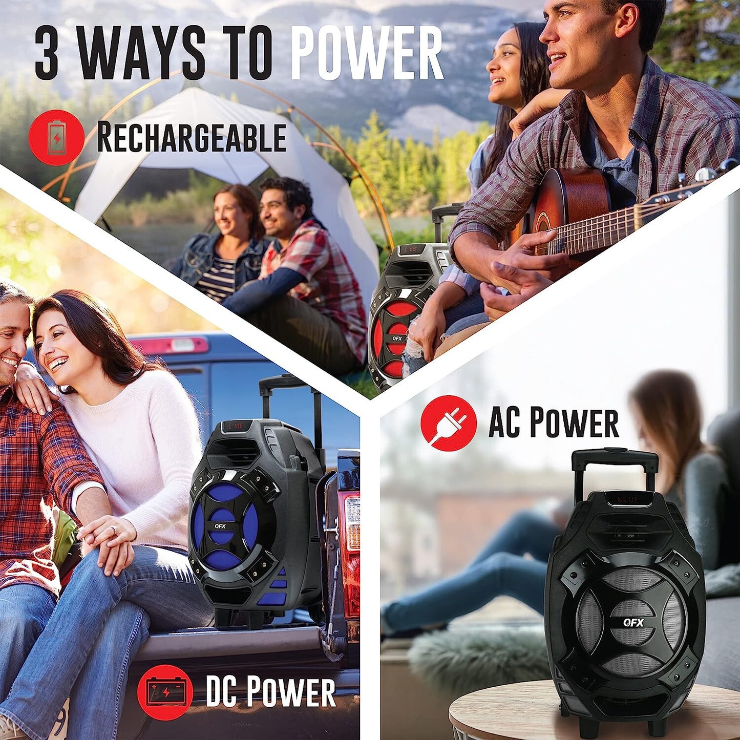 Rechargeable Portable Speaker | 8" Woofer | 2,600 Watts | Bluetooth, AUX -SILVER