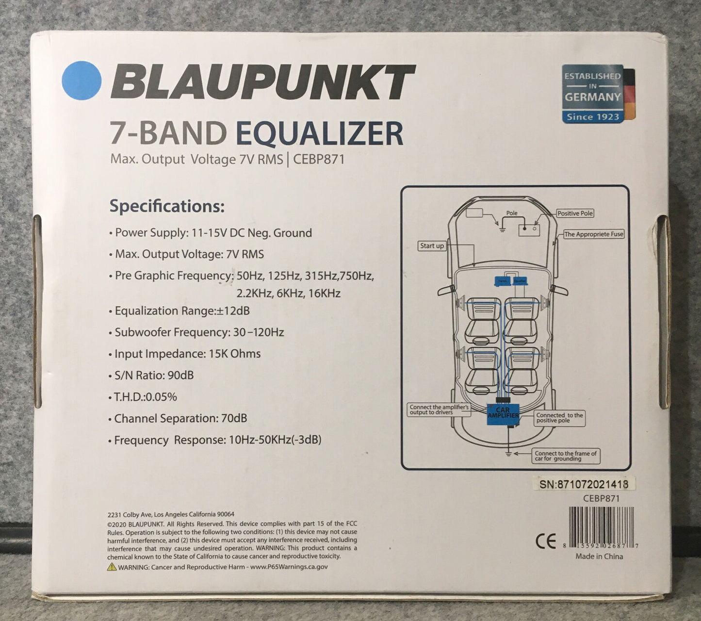 Blaupunkt CEBP871 7-Band Car Audio Graphic Auxiliary Input Equalizer CEBP871