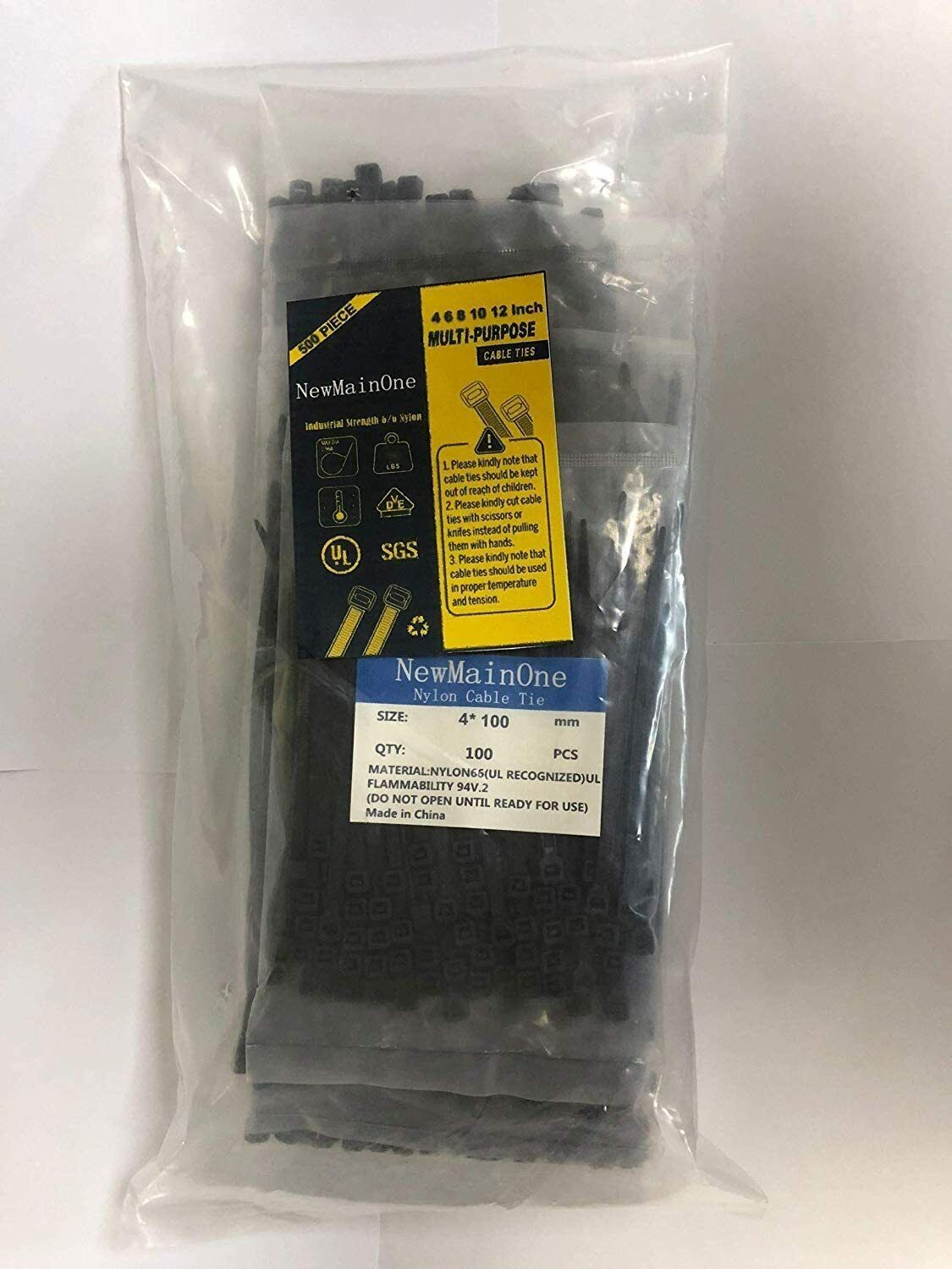 500 Packs Self-Locking  Cable Zip Ties,4+6+8+10+12-" Width 0.16inch Nylon Cable