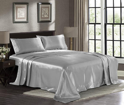 Luukse Syagtige Bed Satyn Hoeslakens Sagte 1800 Mikrovesel-CALIFORNIA KING