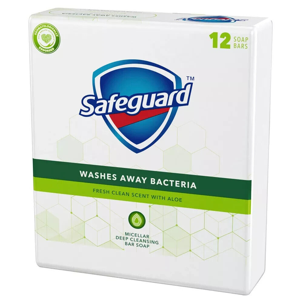 Safeguard Antibacterial Soap, White with Aloe, 4 oz bars, 24 PC SOAP BARS