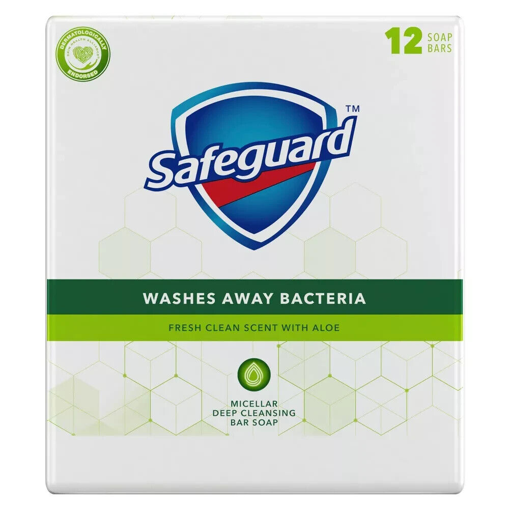 Safeguard Antibacterial Soap, White with Aloe, 4 oz bars, 24 PC SOAP BARS