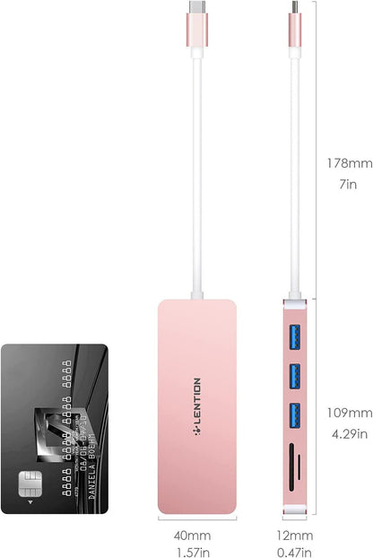 USB C-spil met 3 USB 3.0- & SD/Mikro-SD-kaartleser vir Mac Air/iPad Pro/Surface