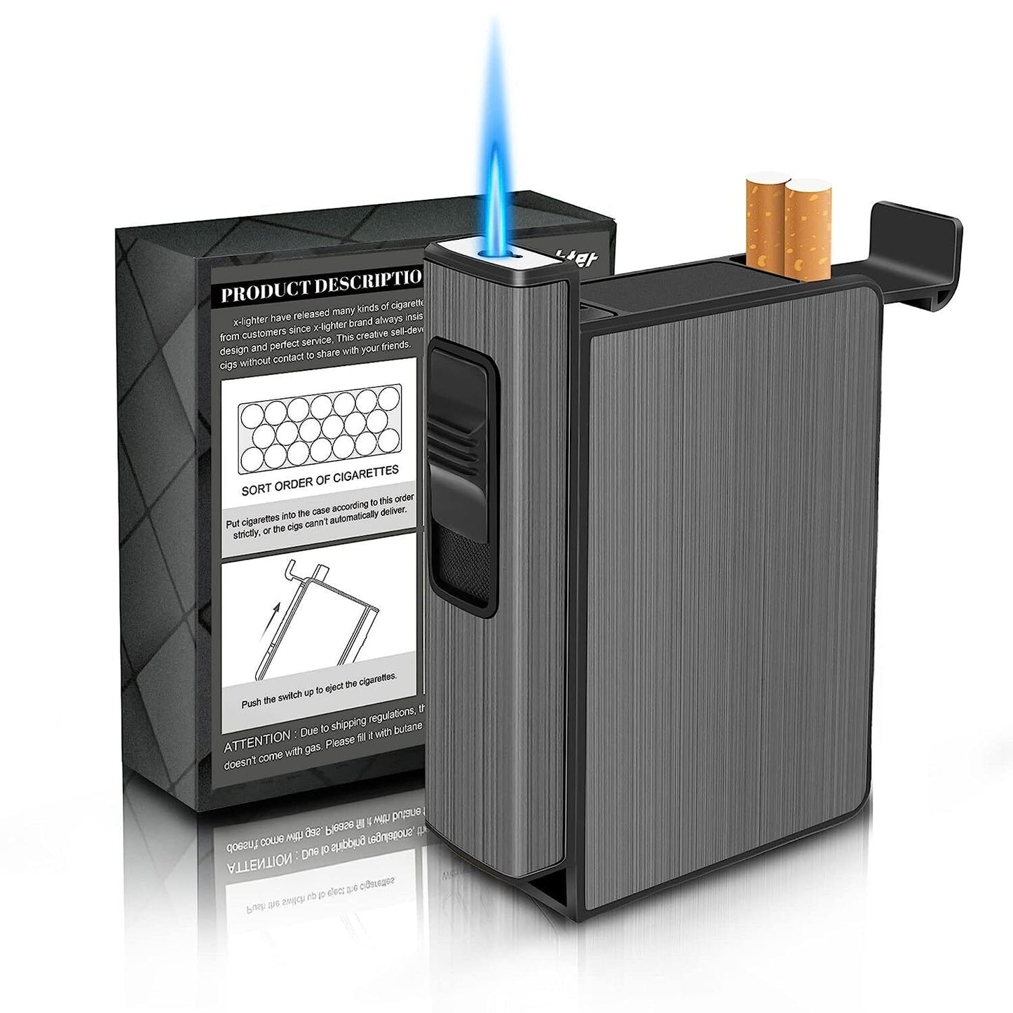 Cigarette Case with Smell Proof Lighter King Size Cigarettes Holder