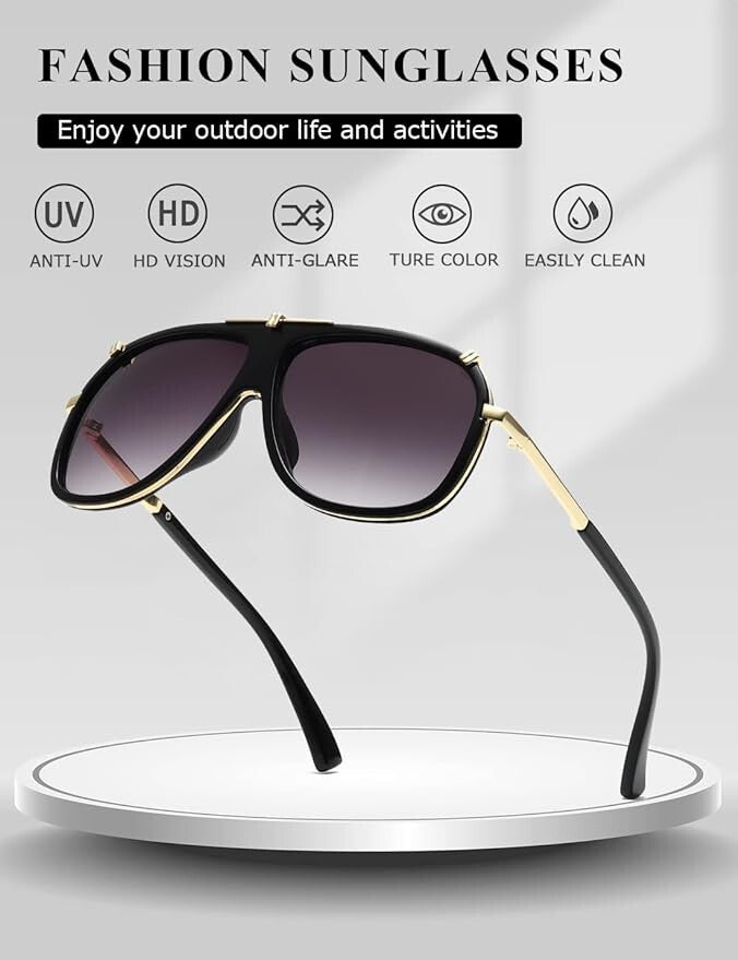Sunglasses Men Women Unisex  Goggle Alloy Big Frame Metal Punk Style Shield