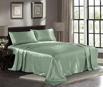 Satin Lakens Hotel Luukse Syagtige Bed Ekstra Sag 1800 Mikrovesel - KONINGGROOTTE