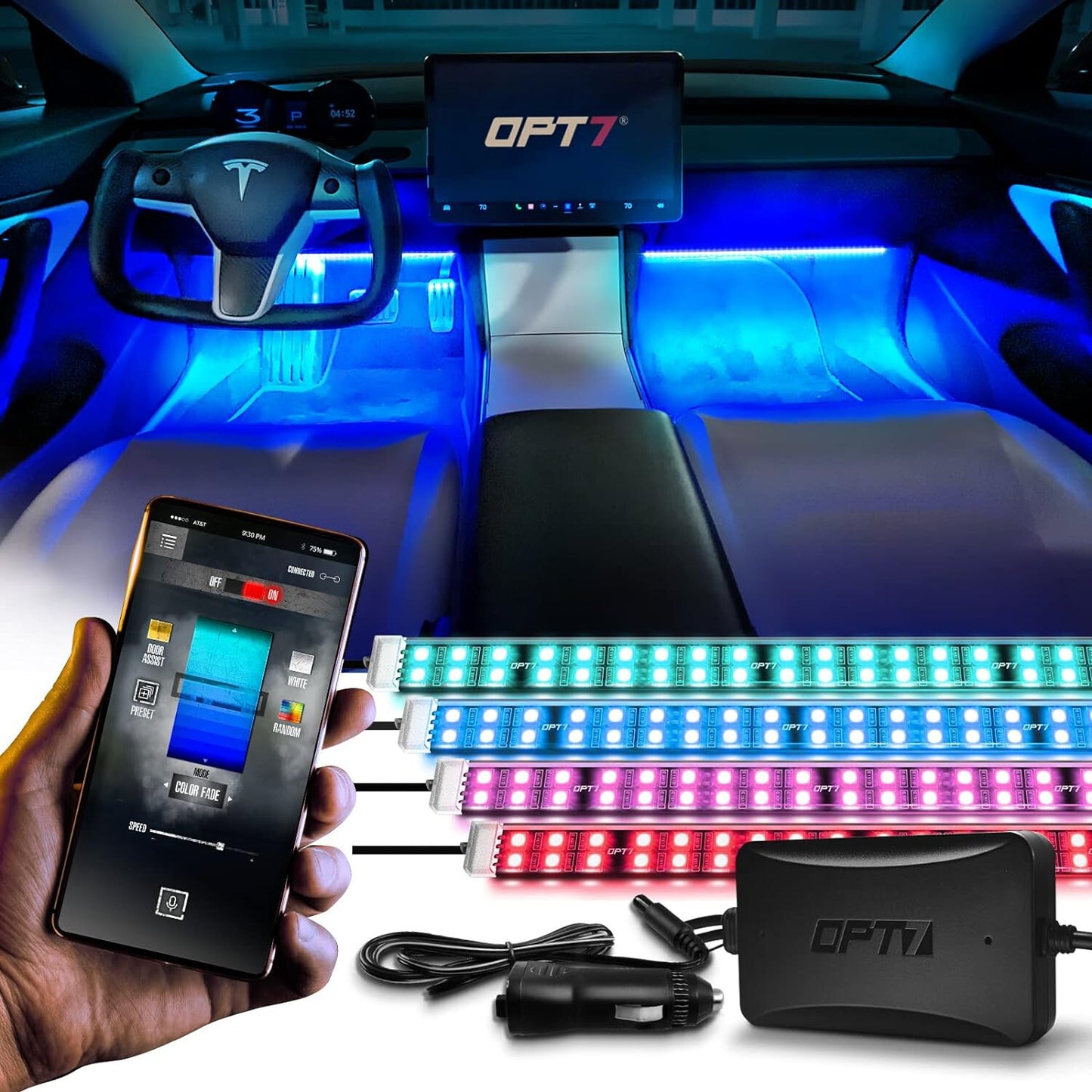 Aura Pro Double Row CAR LED Lights Interior with Smart APP Control Ambient Light
