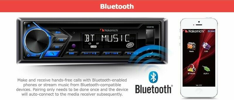 Nakamichi NQ811B Bluetooth CD USB AUX APPs Control AM/FM Car Stereo Receiver