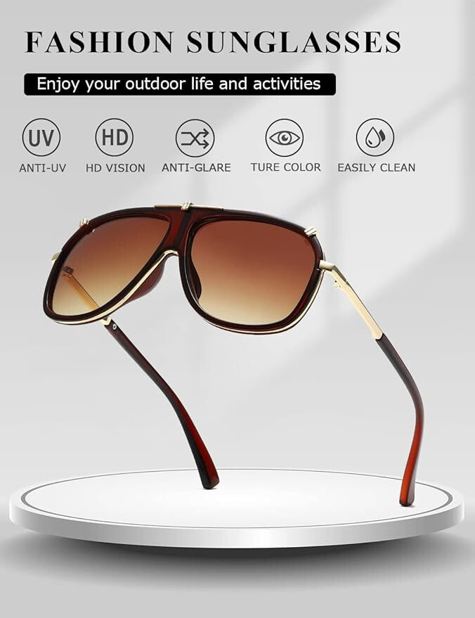 Sunglasses Men Women Unisex  Goggle Alloy Big Frame Metal Punk Style Shield