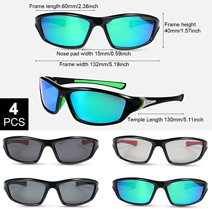 4 Pairs Unisex Polarized Sunglasses UV Protection Sports Driving Glasses Sports