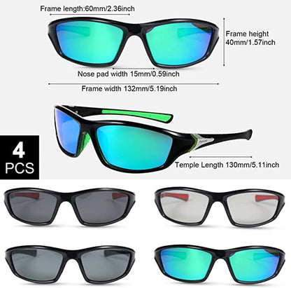 4 Pare Unisex Gepolariseerde Sonbrille UV-beskerming Sport Bestuurbrille