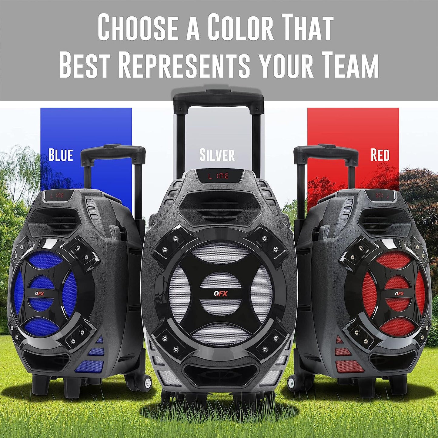Rechargeable Portable Speaker | 8" Woofer | 2,600 Watts | Bluetooth, AUX - BLUE