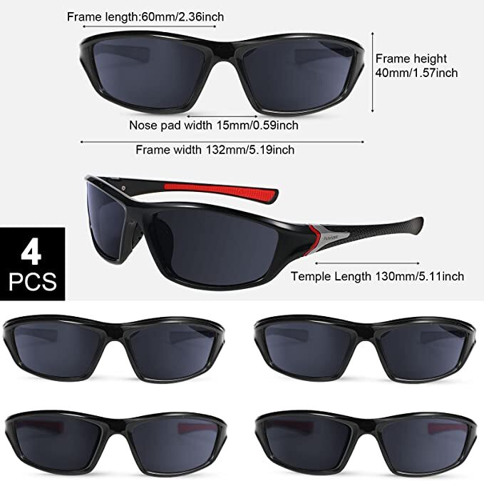 4 Pairs Unisex Polarized Sunglasses UV Protection Sports Driving Glasses Sports