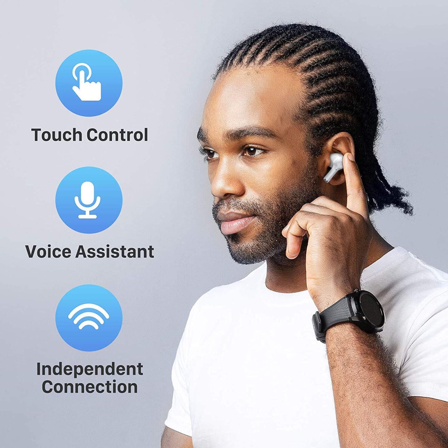 New Wireless Earbuds Bluetooth Noise Cancellation Waterproof Built-in Microphone