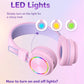PINK BTH03 Kids Bluetooth Headphones Safe Volume, Colorful LED Lights, 25Hour