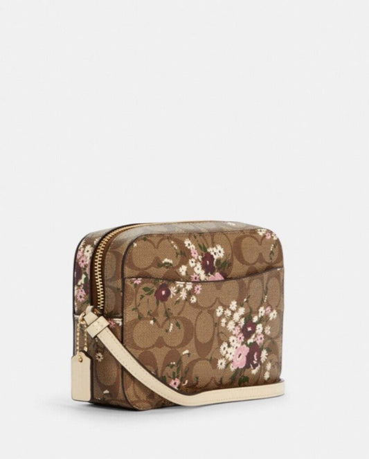 AUTHENTIC COACH MINI CAMERA WOMEN BAG W/ EVERGREEN FLORAL PRINT DESIGN NEW W TAG