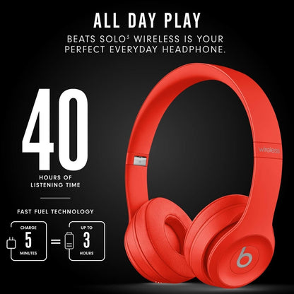 Beats Solo3 Wireless Op-Oor Bluetooth-koptelefoon Apple W1 Chip Klas 1 - ROOI