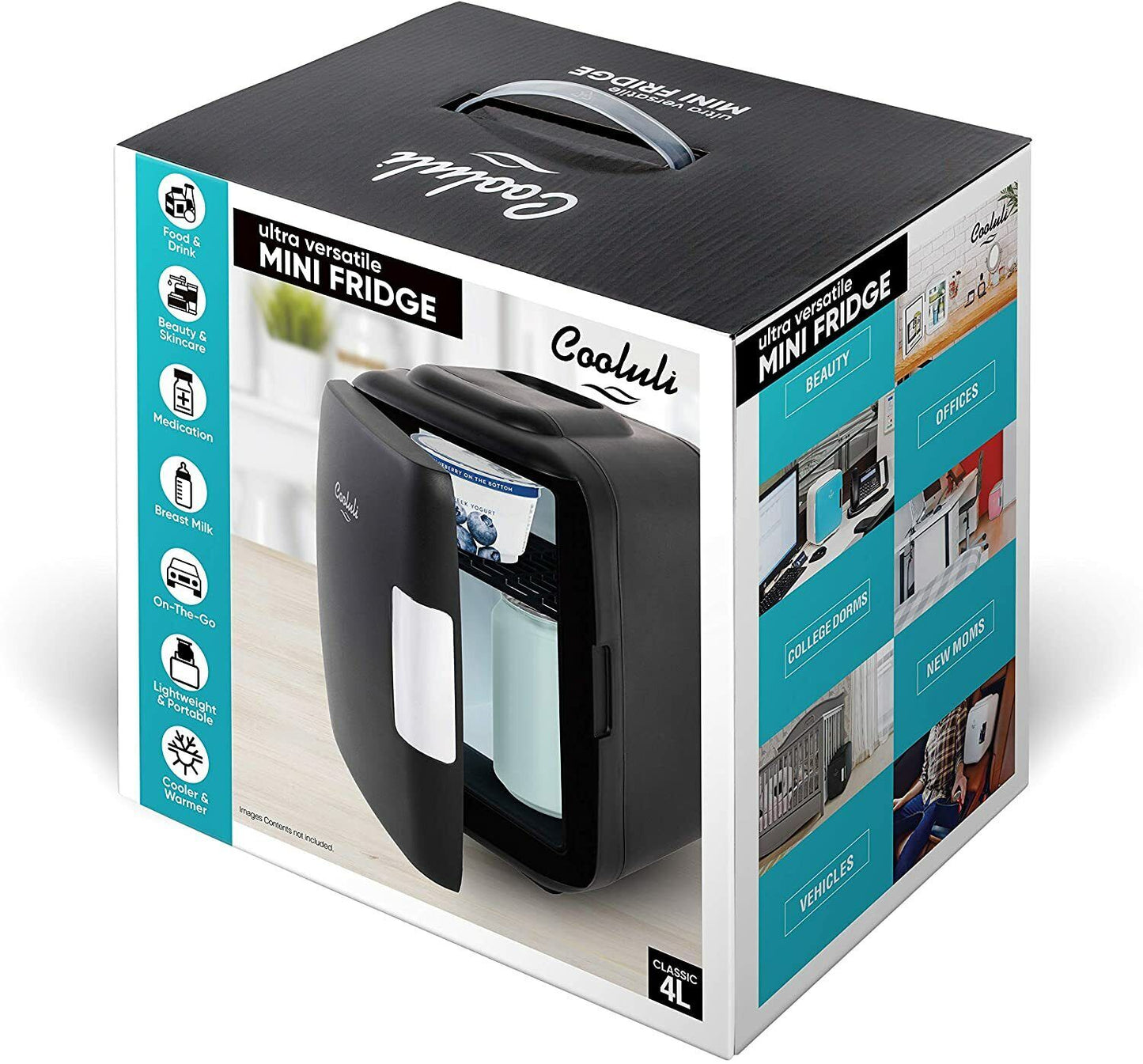 Mini Fridge for Car, Travel Office Desk & Dorm Room 4L Can Electric Plug BLUE