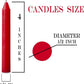 NEW 100 PCS  Red Candles 4 inch X 1/2 inch Diameter 1.5 Hour Burn Time.Unscented
