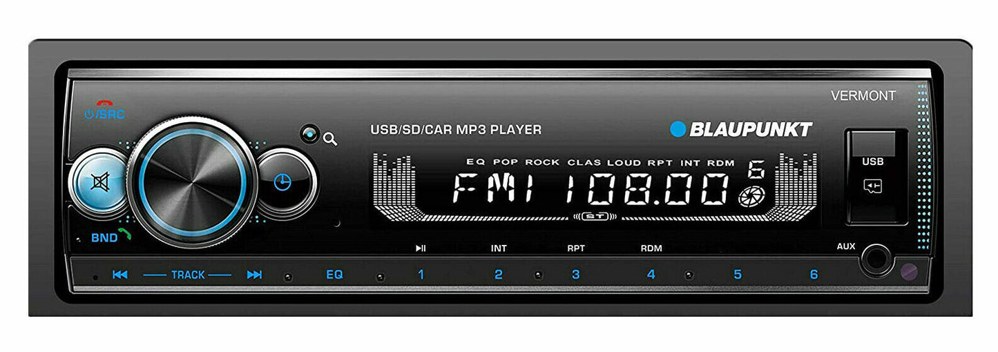 Blaupunkt VERMONT 72 Single Din Mechless Bluetooth Receiver w/ USB/AUX/SD/SD