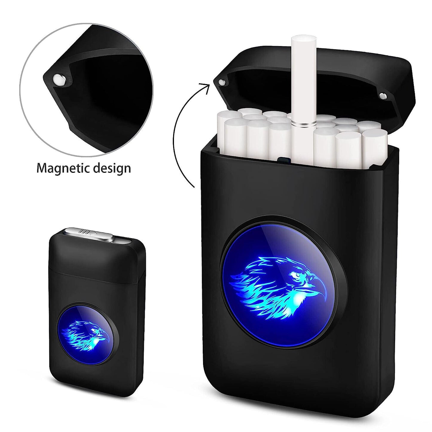 Cigarette Case with Lighter 18PCS 84MM King Size Cigarettes Holder, LED Screen
