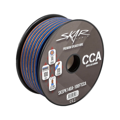 NEW Skar Audio 14 Gauge CCA Car Audio Speaker Wire - 100 Feet (Matte Brown/Blue)