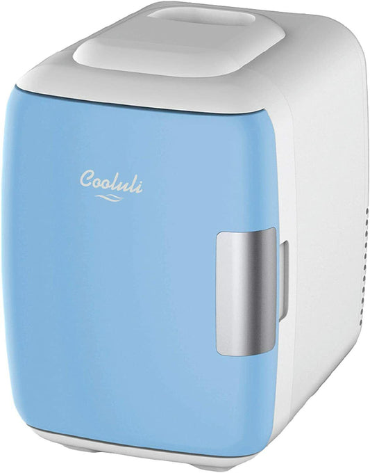 Mini Fridge for Car, Travel Office Desk & Dorm Room 4L Can Electric Plug BLUE