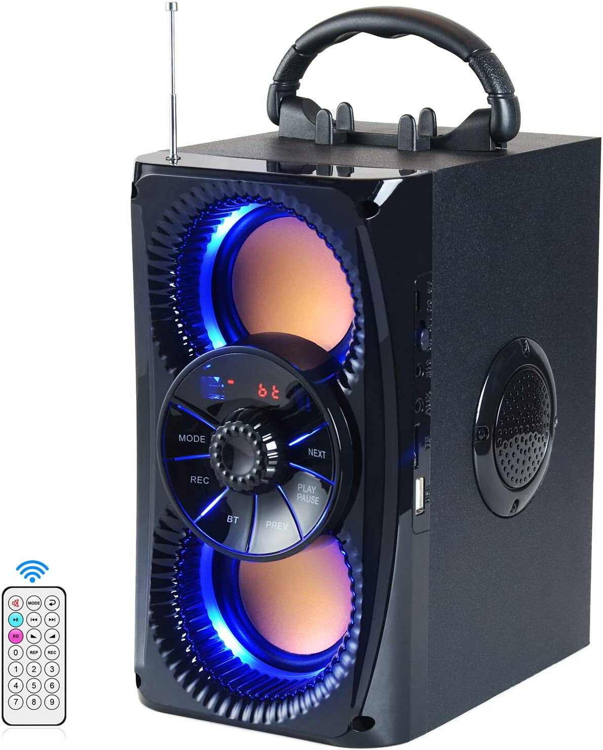 Bluetooth Speaker, Portable Wireless Speakers with Lights  2 Subwoofer FM I NEW