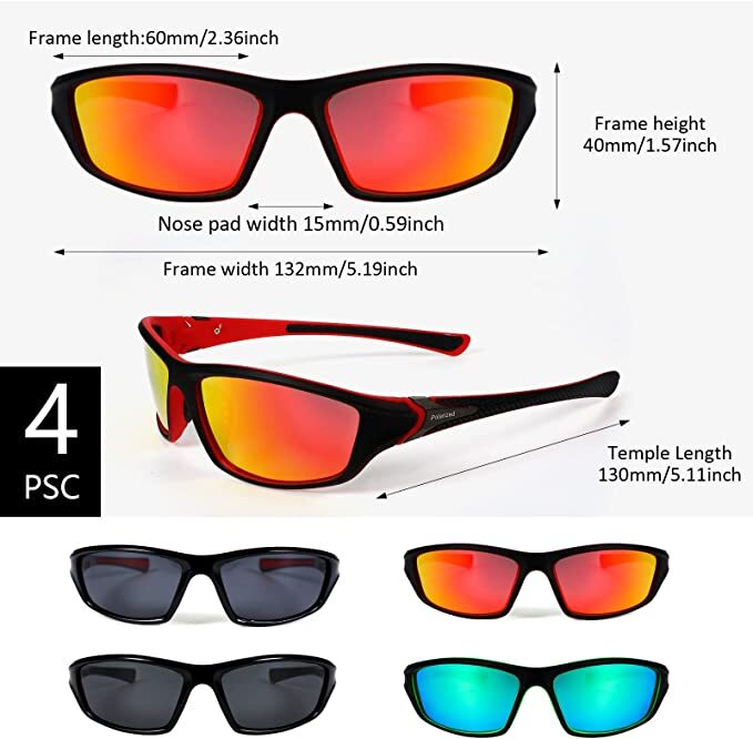 4 Pairs Unisex Polarized Sunglasses UV Protection Sports Driving Glasses Sports