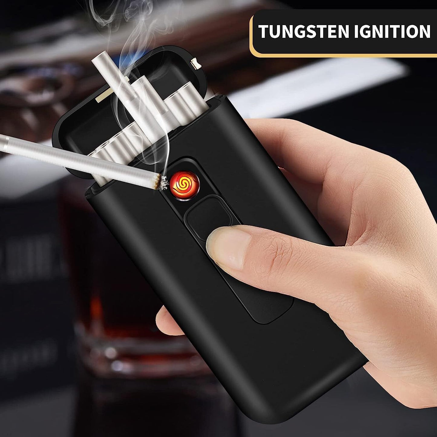 Cigarette Case with Smell Proof Lighter King Size Cigarettes Holder