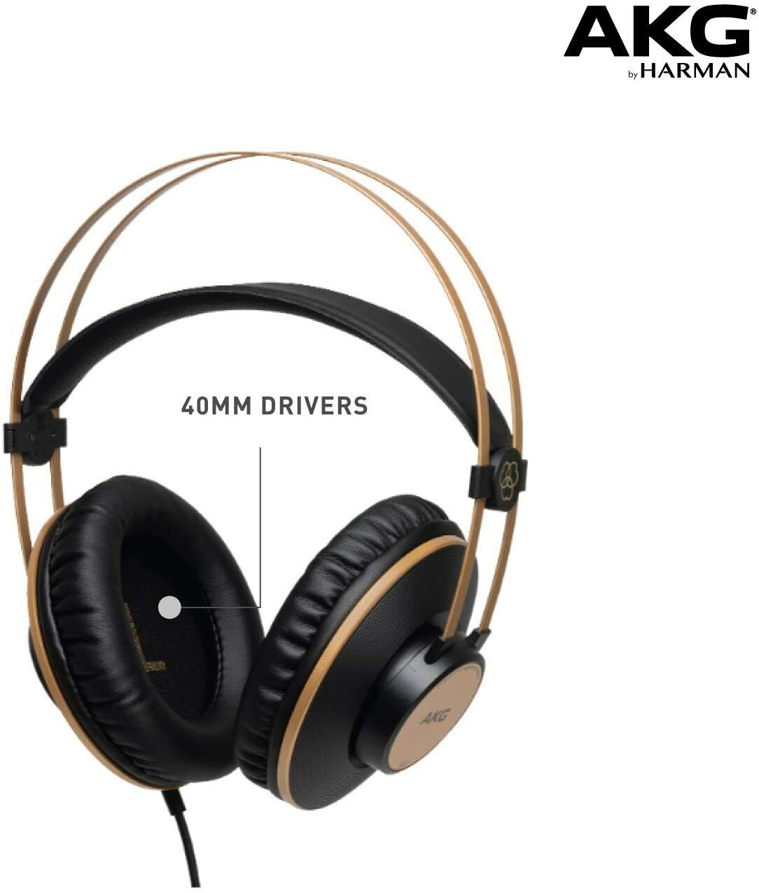 AKG Pro Audio K92 Over-Ear, Closed-Back, Studio Headphones, Matte Black and Gold