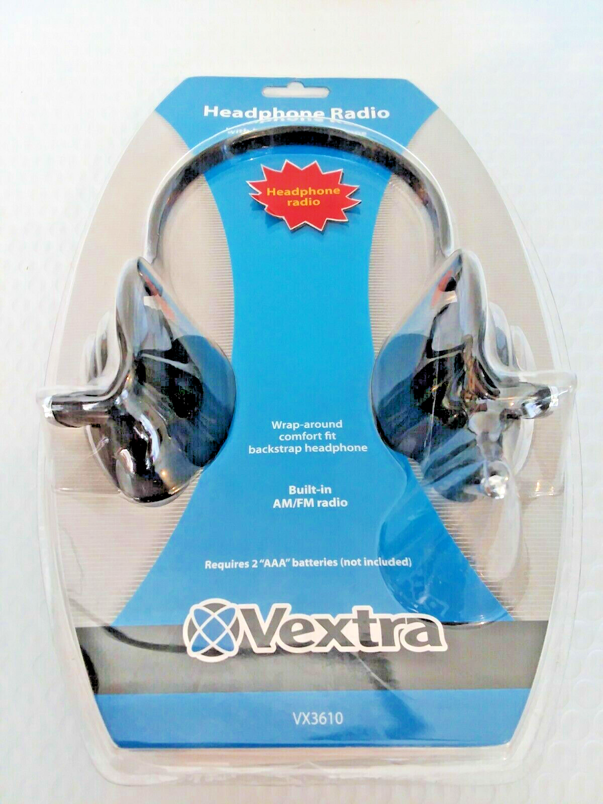 Portable Walkman Radio Vextra VX3610 Built-in AM/FM Radio Headphones Head Set