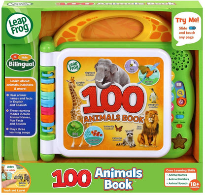 LeapFrog 100 Animals Book, Green Bilingual Book For Kids I BRAND NEW