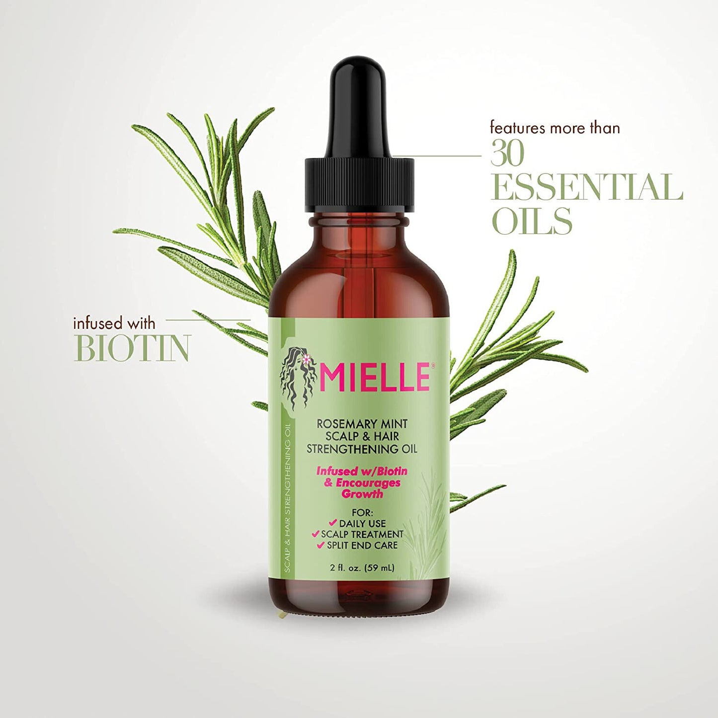 Brand New Mielle Organics Rosemary Mint Scalp Hair Strengthening Oil With Biotin