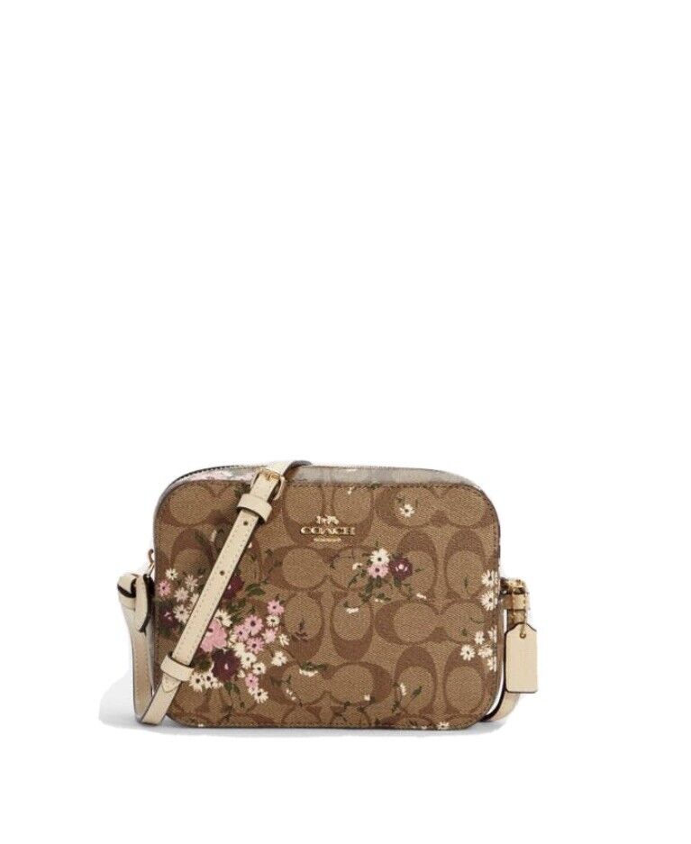 AUTHENTIC COACH MINI CAMERA WOMEN BAG W/ EVERGREEN FLORAL PRINT DESIGN NEW W TAG