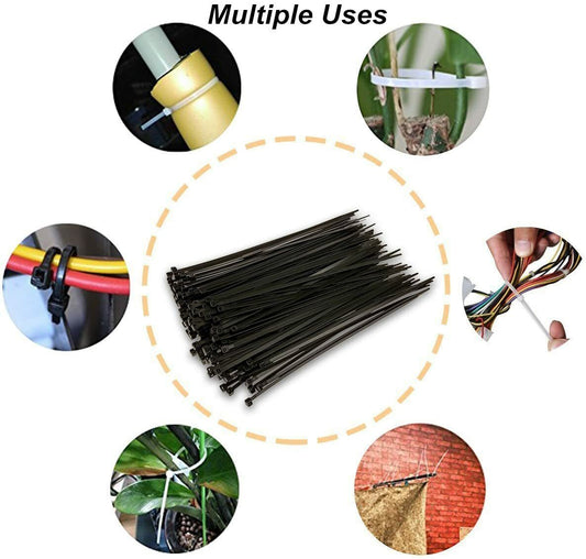 Self-Locking Cable Zip Ties,500 Packs 4+6+8+10+12-" Width 0.16inch Nylon Cable