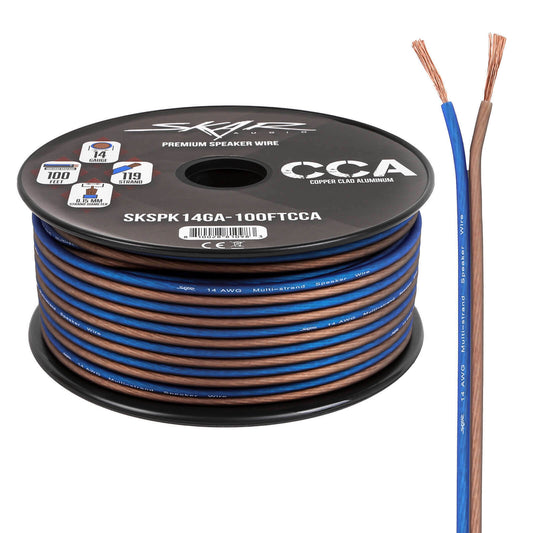 NEW Skar Audio 14 Gauge CCA Car Audio Speaker Wire - 100 Feet (Matte Brown/Blue)
