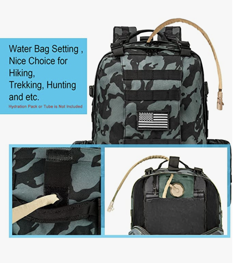 Tactical Military Army Rucksack 60L Assault Detachable Molle Backpack BLKBLUPATC