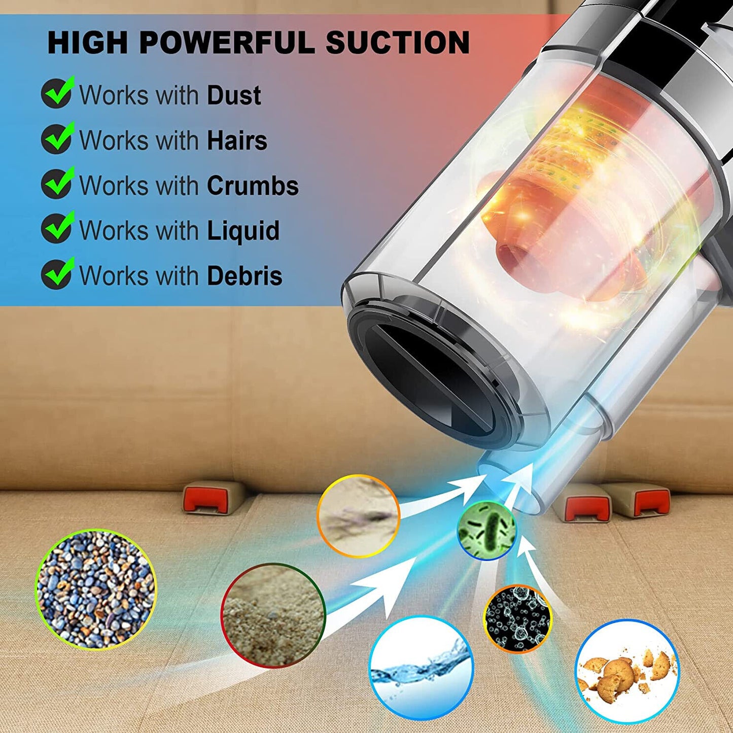 Modern Handheld Cleaning Vacuum Portable Car Cleaner High Power 150W/7500Pa,