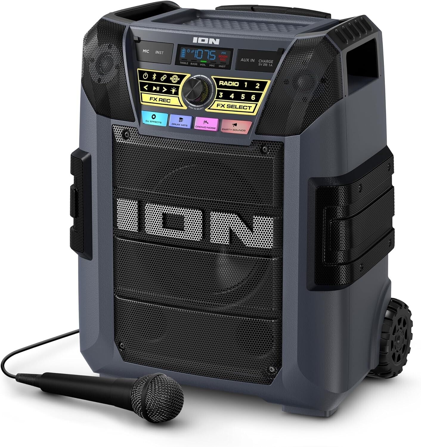 ION Block Rocker XL - Portable Bluetooth Outdoor Party Karaoke Speaker 220 Watts