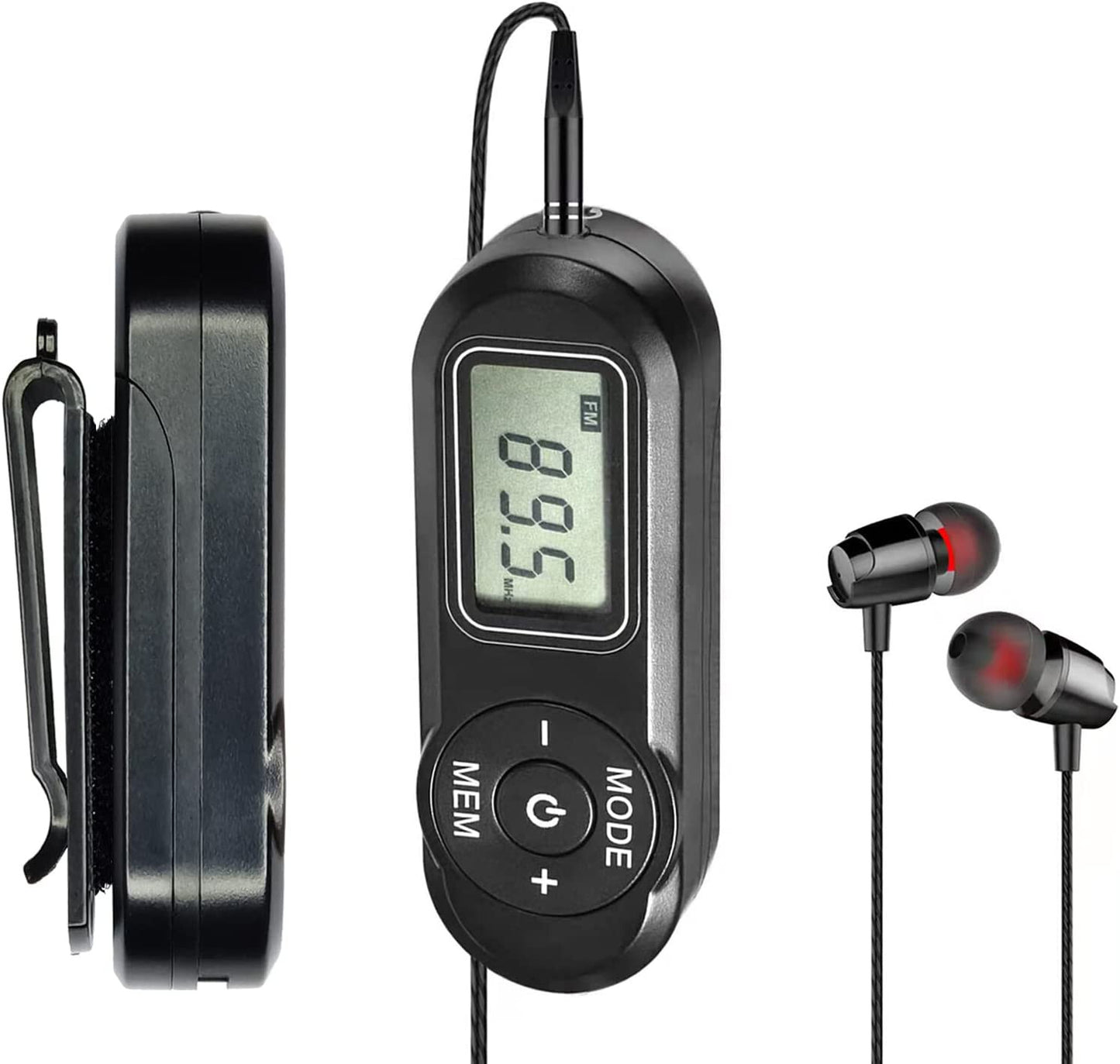 FM Walkman Radio, Mini Digital Tuning Portable Radio with Headphones Belt Clip