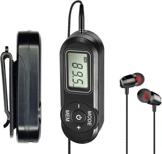 FM Walkman Radio, Mini Digital Tuning Portable Radio with Headphones Belt Clip