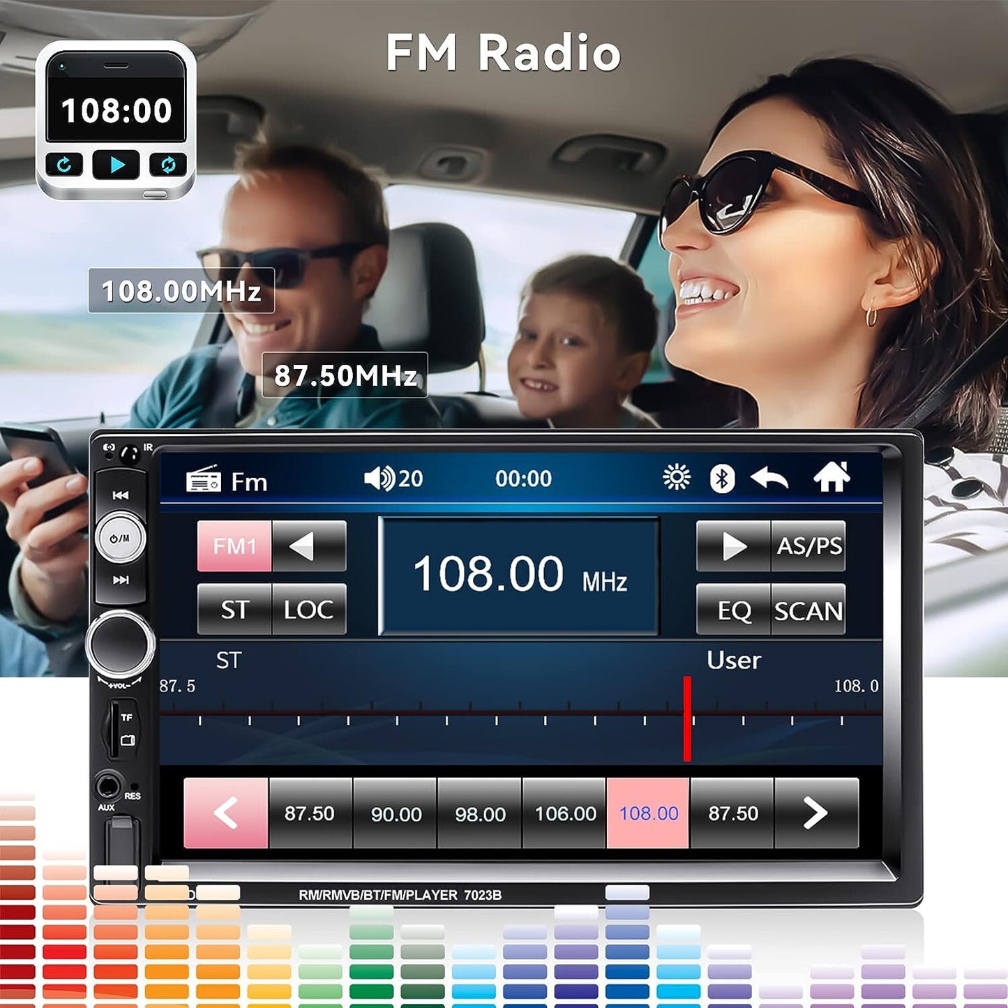 7" Double Din Car Stereo Audio Bluetooth MP5 Player USB FM Multimedia Radio+4LED